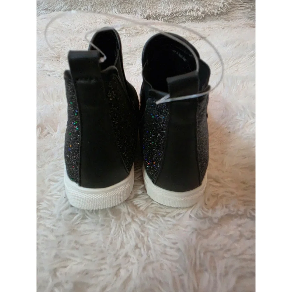 NWT Good Days Only Kids Chelsea Sneaker Boots - Black Suede & Glitter - Size 12